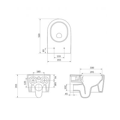 Meissen Keramik Werta miska WC wisząca bez kołnierza ze spłukiwaniem wirowym biały połysk K691-005