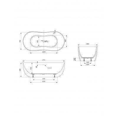 Meissen Keramik Kontra wanna wolnostojąca 180x45 cm owalna biała S301-359