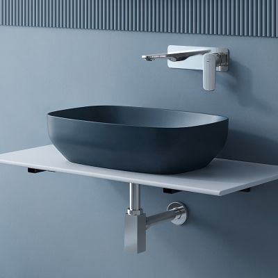 Meissen Keramik Farva umywalka 50x38,5 cm prostokątna nablatowa niebieska K712-028