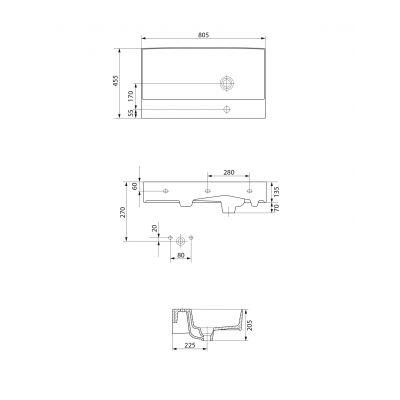 Meissen Keramik Kontra umywalka 80,5x45,5 cm prostokątna biała K682-044