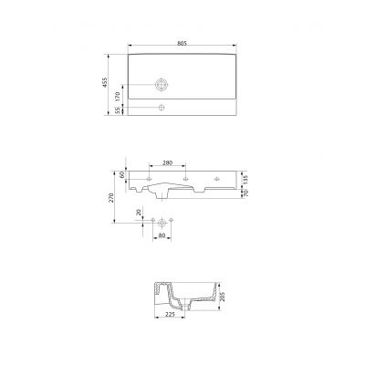Meissen Keramik Kontra umywalka 80,5x45,5 cm prostokątna biała K682-045