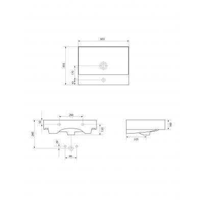 Meissen Keramik Werta umywalka 60,5x45,5 cm prostokątna ścienna-meblowa biała K691-014