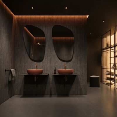 Meissen Keramik Farva umywalka 40x40 cm okrągła nablatowa ceglasty K712-036