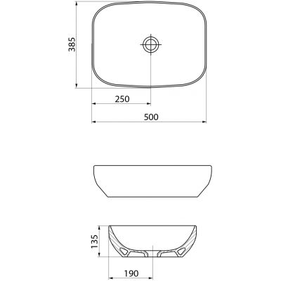 Meissen Keramik Farva umywalka 50x38,5 cm prostokątna nablatowa biała K712-019