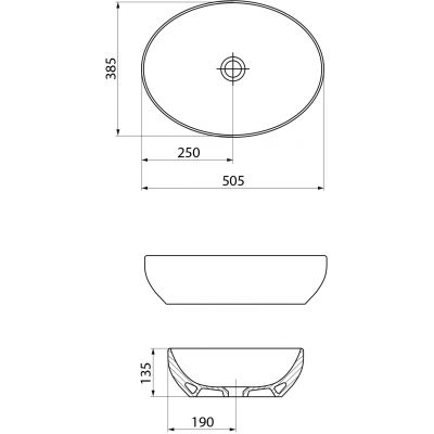 Meissen Keramik Farva umywalka 50x38,5 cm owalna nablatowa beżowa K712-046