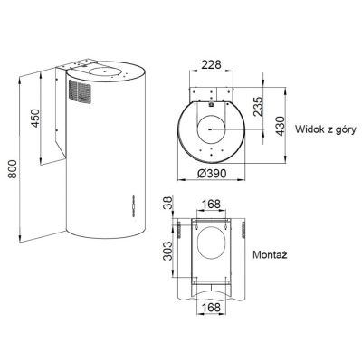 Maan Elba okap kuchenny 39 cm kominowy biały OELBW839J4KW.S3.BI_EO