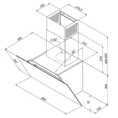 Maan Vertical okap kuchenny 59,5 cm kominowy czarny OVERG60D4PC.S3.MC.KSB