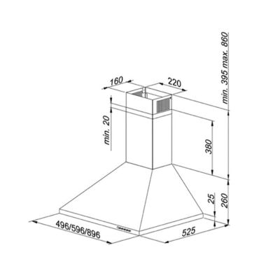Maan Vela okap kuchenny 49,6 cm kominowy biały OVL250DEP.S3.BI_EO