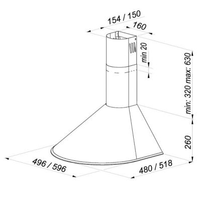 Maan Mix okap kuchenny 49,6 cm kominowy biały OXT250DEP.S3.BI_EO