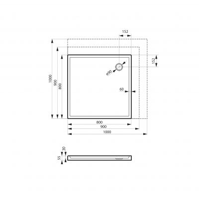 Massi Primero brodzik 100x100 cm kwadratowy akrylowy biały MSBR-D102A-100-100