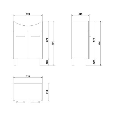 Mito Olivia umywalka z szafką 52 cm białą S4048-001