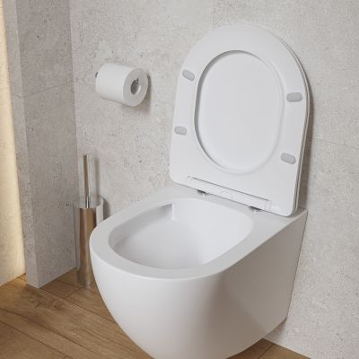 Zestaw Cersanit Mito 3D stelaż z przyciskiem i miska WC bez kołnierza z deską wolnoopadającą czarny mat/biały połysk (S701779, S4024001)