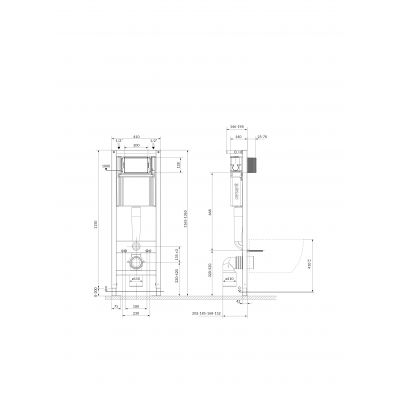 Mito Desse zestaw stelaż z miską, deską i przyciskiem czarny mat ze spłukiwaniem wirowym S4005-004
