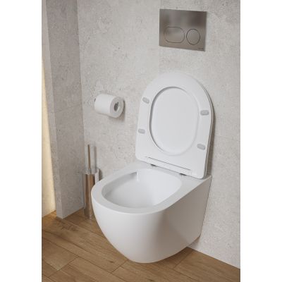 Mito Desse miska WC z deską wolnoopadającą wisząca bez kołnierza ze spłukiwaniem wirowym biały połysk S4024-001