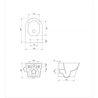 Mito Mesta miska WC z deską wolnoopadającą wisząca bez kołnierza ze spłukiwaniem wirowym biały połysk S4037-001