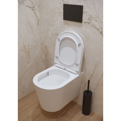 Mito Mesta miska WC z deską wolnoopadającą wisząca bez kołnierza ze spłukiwaniem wirowym biały połysk S4037-001