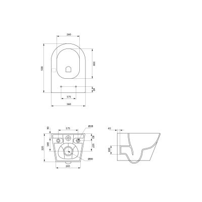 Mito Koral miska WC z deską wolnoopadającą wisząca bez kołnierza ze spłukiwaniem wirowym biały połysk S4043-001
