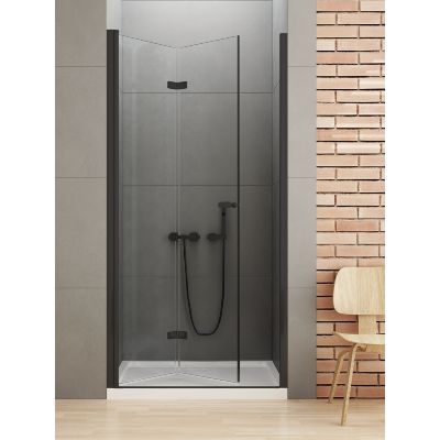 New Trendy New Soleo Black drzwi prysznicowe 90 cm składane lewe czarny mat/szkło przezroczyste D-0223A