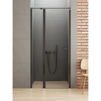 New Trendy New Soleo Black drzwi prysznicowe 100 cm uchylne czarny mat/szkło przezroczyste D-0242A-WK