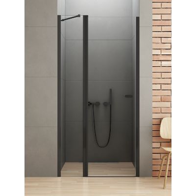 New Trendy New Soleo Black drzwi prysznicowe 110 cm uchylne czarny mat/szkło przezroczyste D-0243A