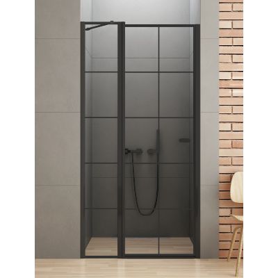 New Trendy New Soleo Black drzwi prysznicowe 90 cm uchylne czarny mat/szkło przezroczyste D-0279A