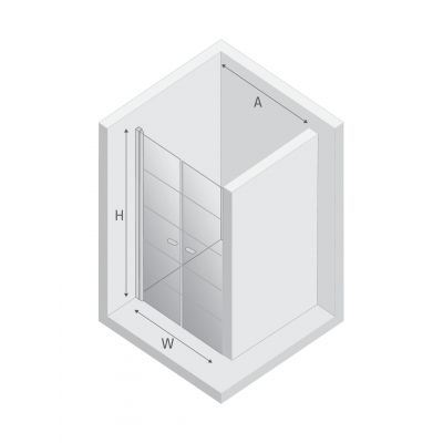 New Trendy New Soleo Black drzwi prysznicowe 90 cm uchylne czarny mat/szkło ze wzorem D-0281A