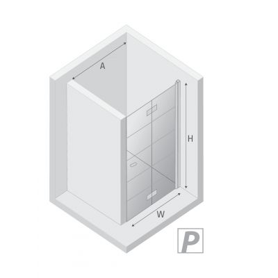 New Trendy New Soleo Black drzwi prysznicowe 90 cm składane czarny mat/szkło ze wzorem D-0284A