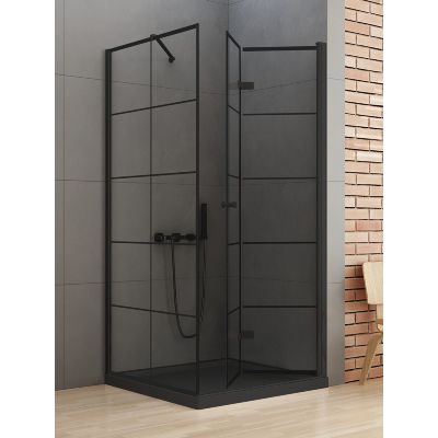 New Trendy New Soleo Black kabina prysznicowa 90x80 cm prostokątna czarny mat/szkło przezroczyste D-0288A/D-0121B