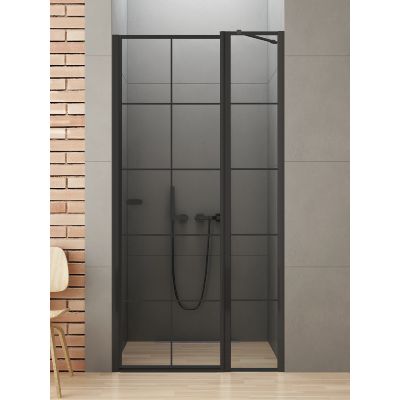 New Trendy New Soleo Black drzwi prysznicowe 90 cm uchylne czarny mat/szkło przezroczyste D-0293A
