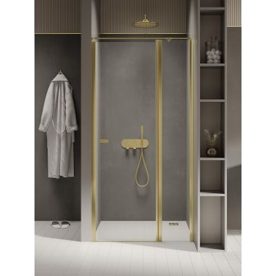 New Trendy New Soleo Light Gold drzwi prysznicowe 90 cm uchylne złoty połysk/szkło przezroczyste D-0482A-WK