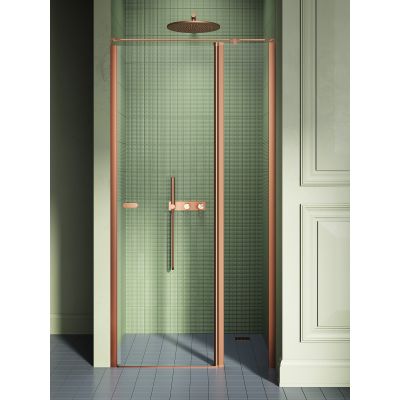 New Trendy New Soleo Copper Brushed drzwi prysznicowe 110 cm uchylne miedź szczotkowana/szkło przezroczyste D-0523A-WK