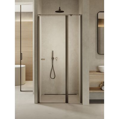 New Trendy New Soleo Gunmetal Brushed drzwi prysznicowe 100 cm uchylne grafitowy szczotkowany/szkło przezroczyste D-0561A-WP