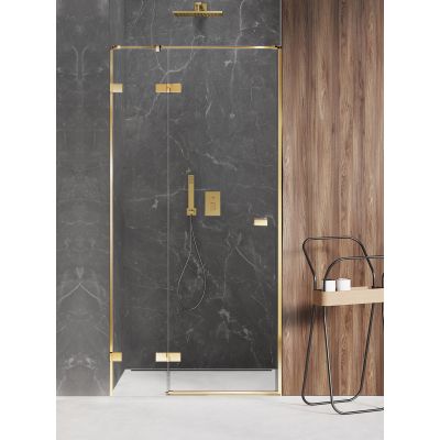 New Trendy Avexa Gold Shine drzwi prysznicowe 90 cm wnękowe lewe złoty połysk/szkło przezroczyste EXK-1632