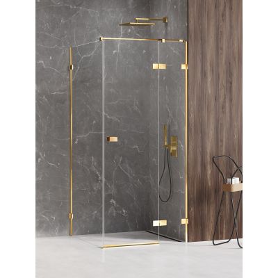 New Trendy Avexa Gold Shine kabina prysznicowa 90 cm kwadratowa prawa złoty połysk/szkło przezroczyste EXK-1661