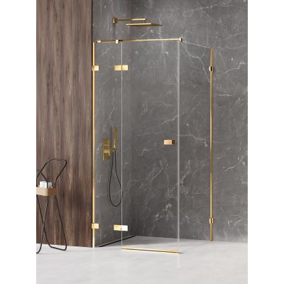 New Trendy Avexa Gold Shine kabina prysznicowa 90x100 cm prostokątna lewa złoty połysk/szkło przezroczyste EXK-1662