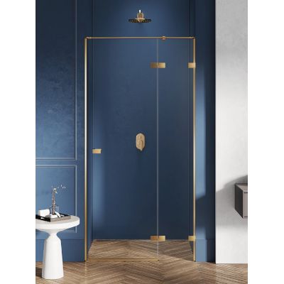 New Trendy Avexa Gold Brushed drzwi prysznicowe 130 cm uchylne prawe złoty szczotkowany/szkło przezroczyste EXK-1725