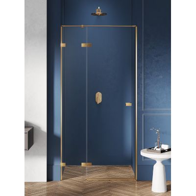 New Trendy Avexa Gold Brushed drzwi prysznicowe 130 cm uchylne lewe złoty szczotkowany/szkło przezroczyste EXK-1724
