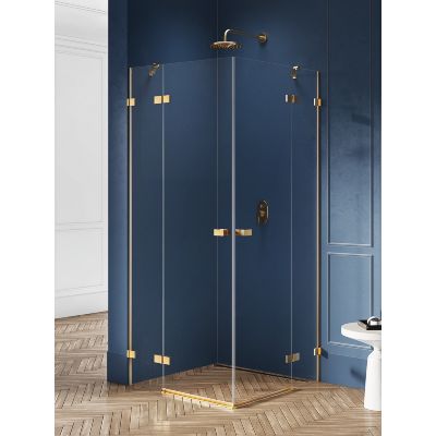 New Trendy Avexa Gold Brushed kabina prysznicowa 90x110 cm prostokątna złoty szczotkowany/szkło przezroczyste EXK-1882