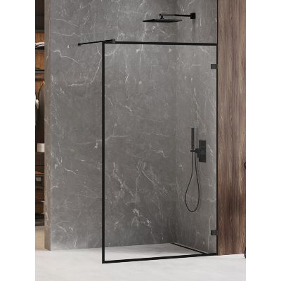 New Trendy Avexa White ścianka prysznicowa walk-in 90 cm czarny mat/szkło przezroczyste EXK-2659
