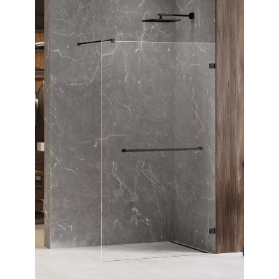 New Trendy Avexa Black ścianka prysznicowa walk-in 130 cm czarny mat/szkło przezroczyste EXK-2683