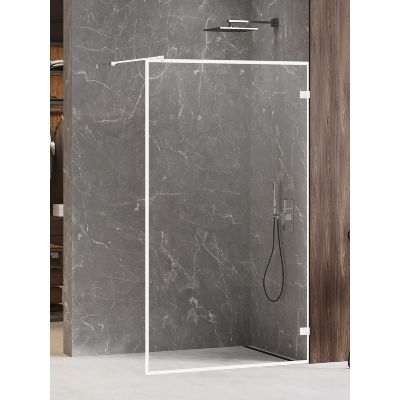 New Trendy Avexa White ścianka prysznicowa walk-in 130 cm biały mat/szkło przezroczyste EXK-2914