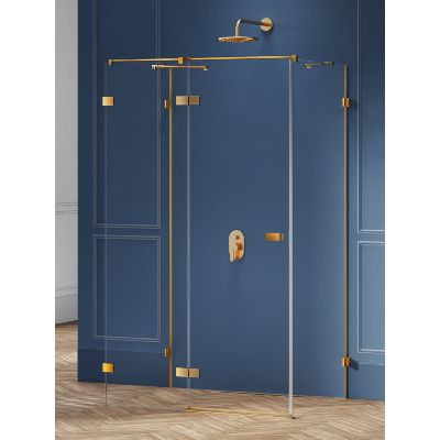 New Trendy Avexa Gold Brushed kabina prysznicowa 100x120 cm prostokątna lewa złoty szczotkowany/szkło przezroczyste EXK-3087