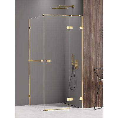 New Trendy Avexa Gold Shine kabina prysznicowa 100x120 cm prostokątna prawa złoty połysk/szkło przezroczyste EXK-3209