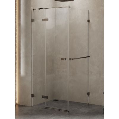 New Trendy Avexa kabina prysznicowa 110x80 cm prostokątna lewa gunmetal szczotkowany/szkło przezroczyste EXK-3277