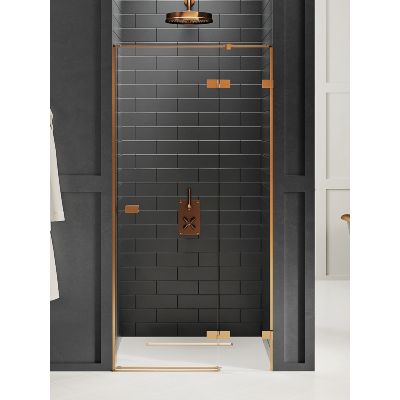 New Trendy Avexa Copper Brushed drzwi prysznicowe 120 cm uchylne prawe miedź szczotkowana/szkło przezroczyste EXK-3540