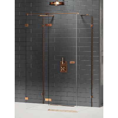 New Trendy Avexa Copper Brushed kabina prysznicowa 100x80 cm prostokątna przyścienna lewa miedź szczotkowana/szkło przezroczyste EXK-3703
