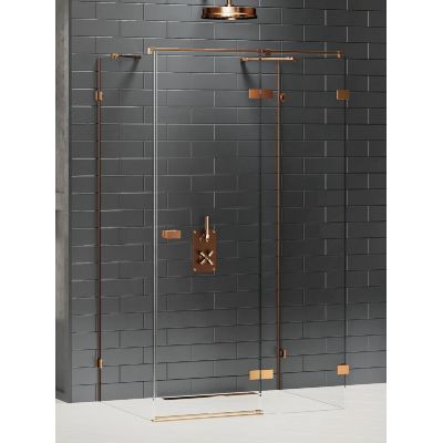 New Trendy Avexa Copper Brushed kabina prysznicowa 110x70 cm prostokątna przyścienna prawa miedź szczotkowana/szkło przezroczyste EXK-3738