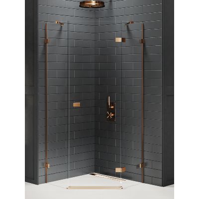 New Trendy Avexa Copper Brushed kabina prysznicowa 90x90 cm prawa miedź szczotkowana/szkło przezroczyste EXK-3821