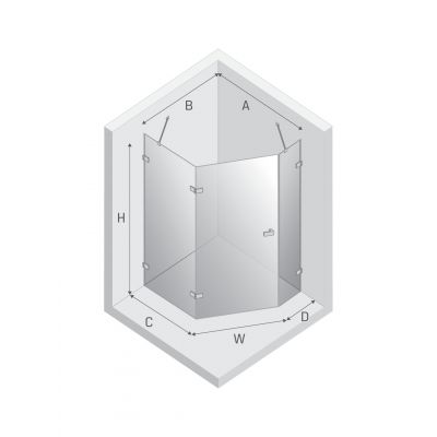 New Trendy Avexa kabina prysznicowa 100x80 cm pięciokątna lewa gunmetal szczotkowany/szkło przezroczyste EXK-3837