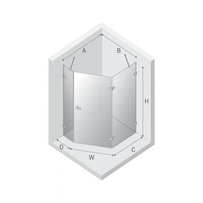 New Trendy Avexa kabina prysznicowa 100x80 cm pięciokątna lewa gunmetal szczotkowany/szkło przezroczyste EXK-3838